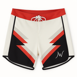 Red Bogus competition board shorts front view | ALITE WEAR