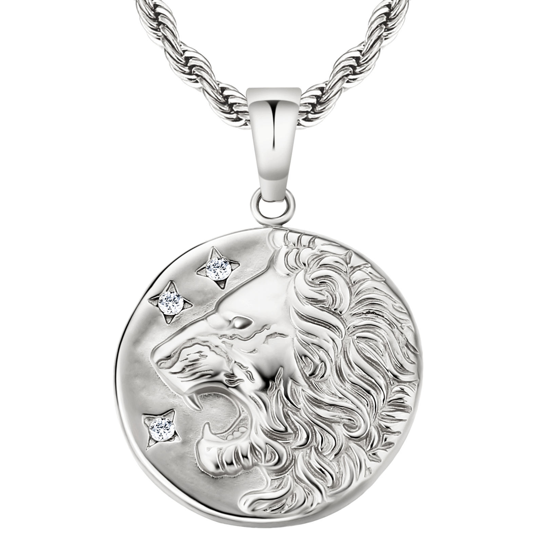 ALITE WEAR LEGION silver round pendant necklace on a rope chain in 316L stainless steel - view 4