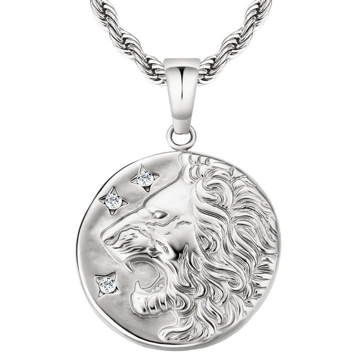 ALITE WEAR LEGION silver round pendant necklace on a rope chain in 316L stainless steel - view 4