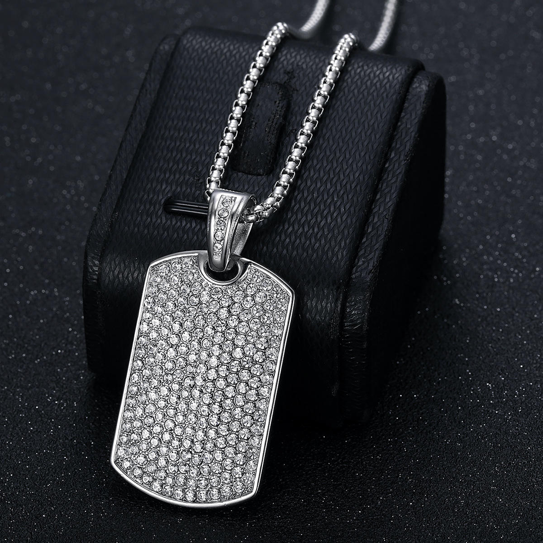 ALITE WEAR DIVISION TAG silver tag pendant necklace on a rope chain in 316L stainless steel - view 4