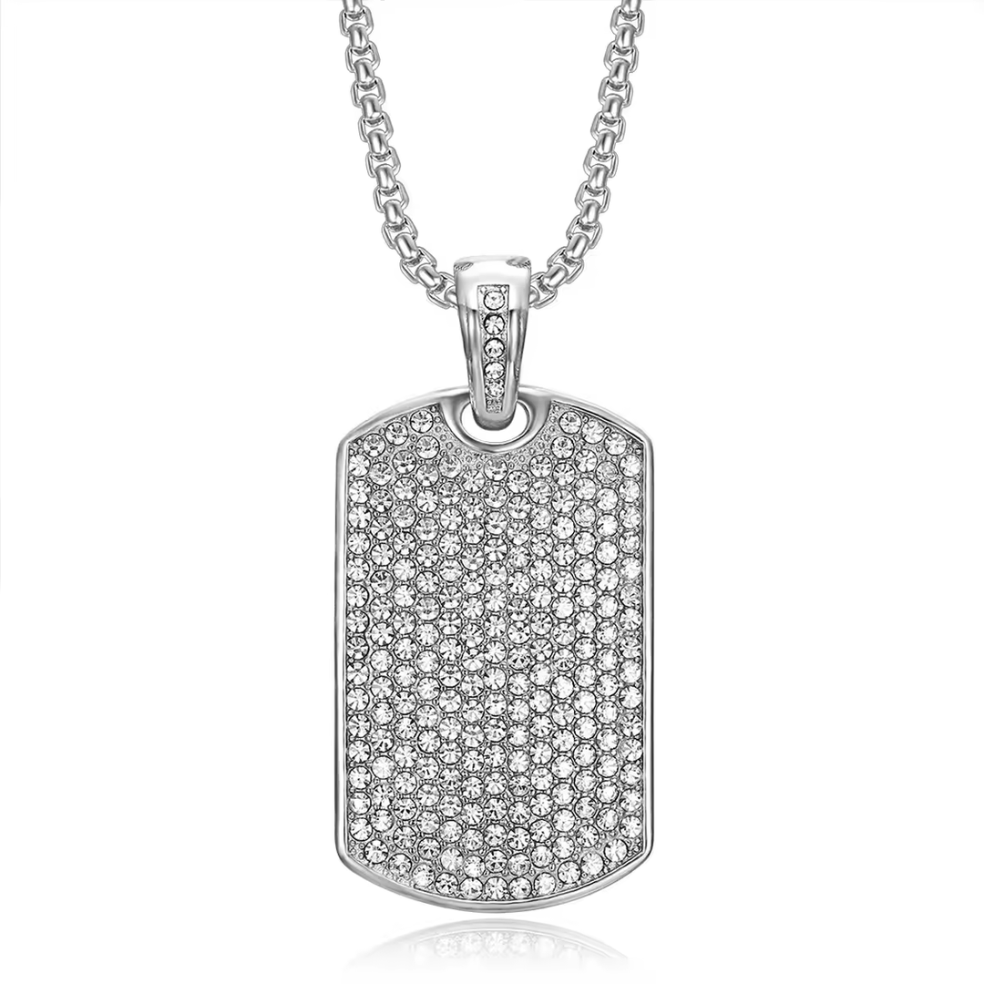 ALITE WEAR DIVISION TAG silver tag pendant necklace on a rope chain in 316L stainless steel - view 3