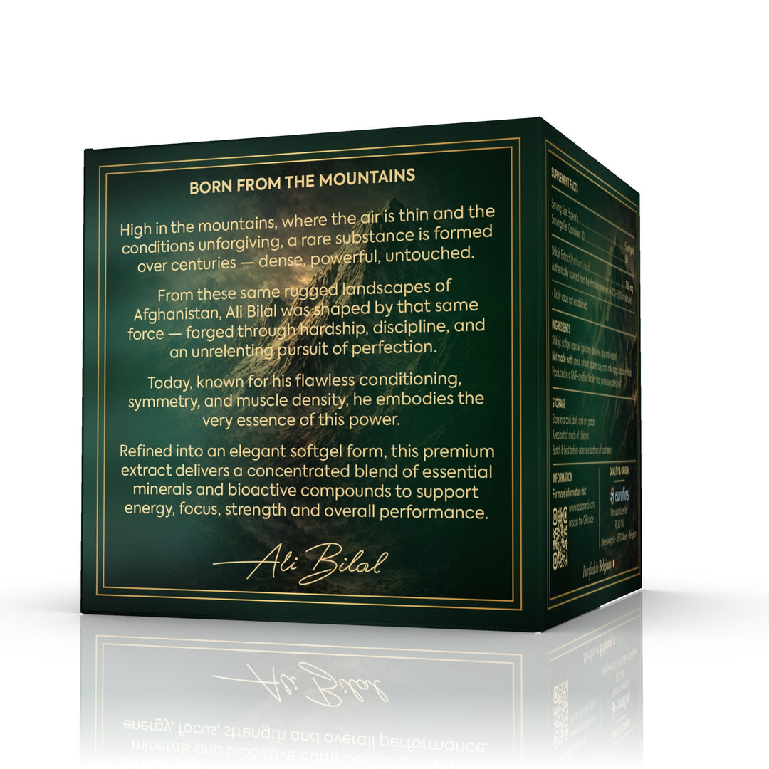 Caviar Shilajit Gold Reserve by Ali Bilal IFBB Elite Pro — origin and story panel