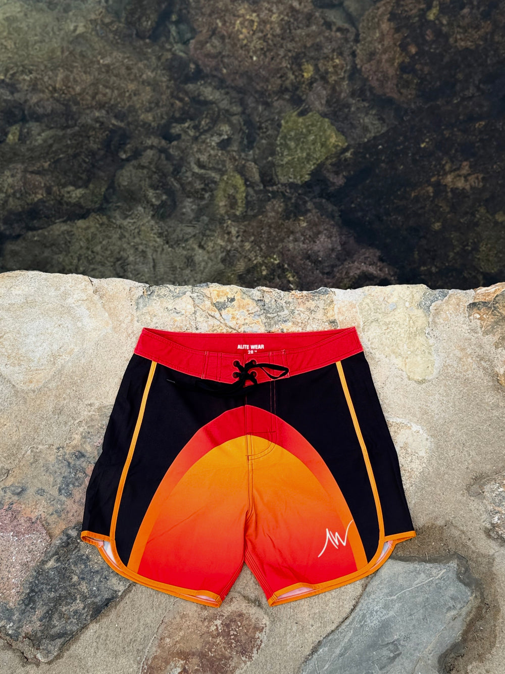 Ignite Red competition board shorts front view | ALITE WEAR