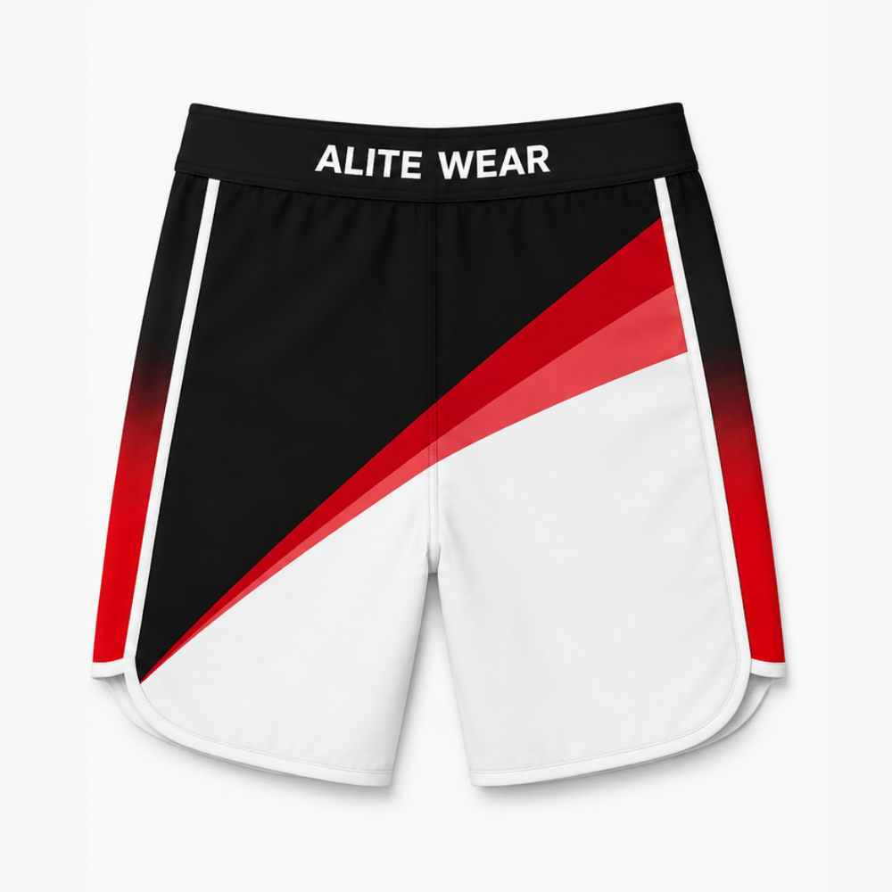 CRIMSON competition board shorts front view | ALITE WEAR