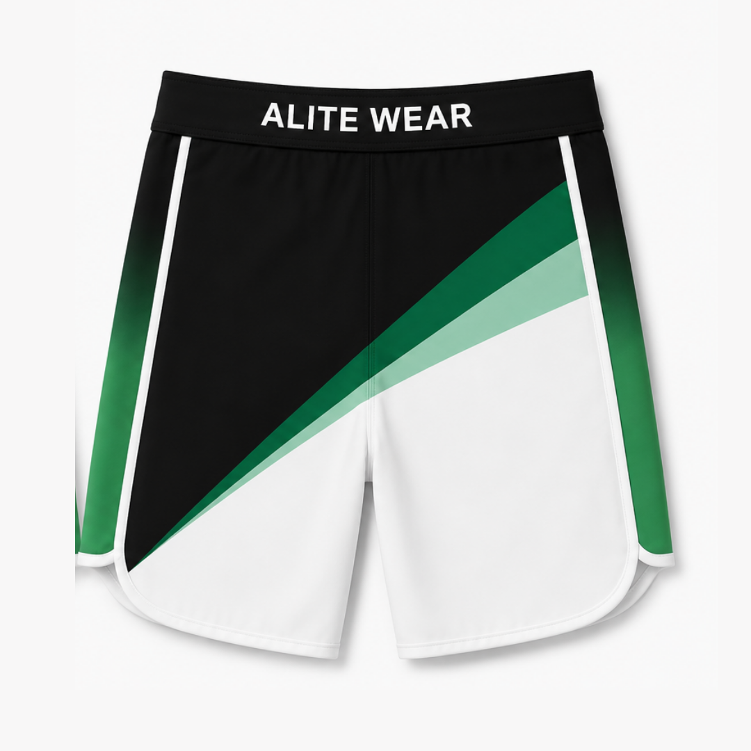 EMERALD competition board shorts front view | ALITE WEAR