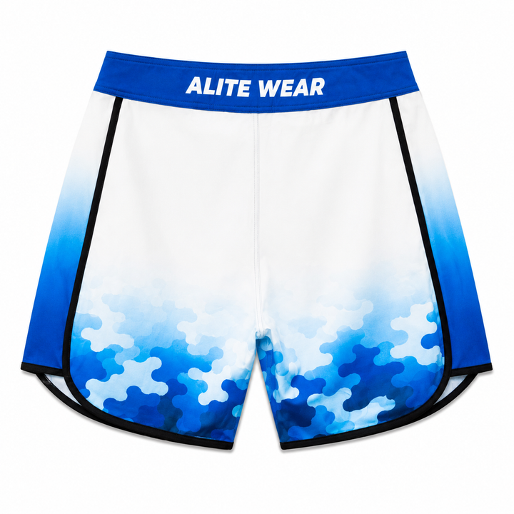 ALITE WEAR branded waistband close-up on Kamish blue and white camo Men&