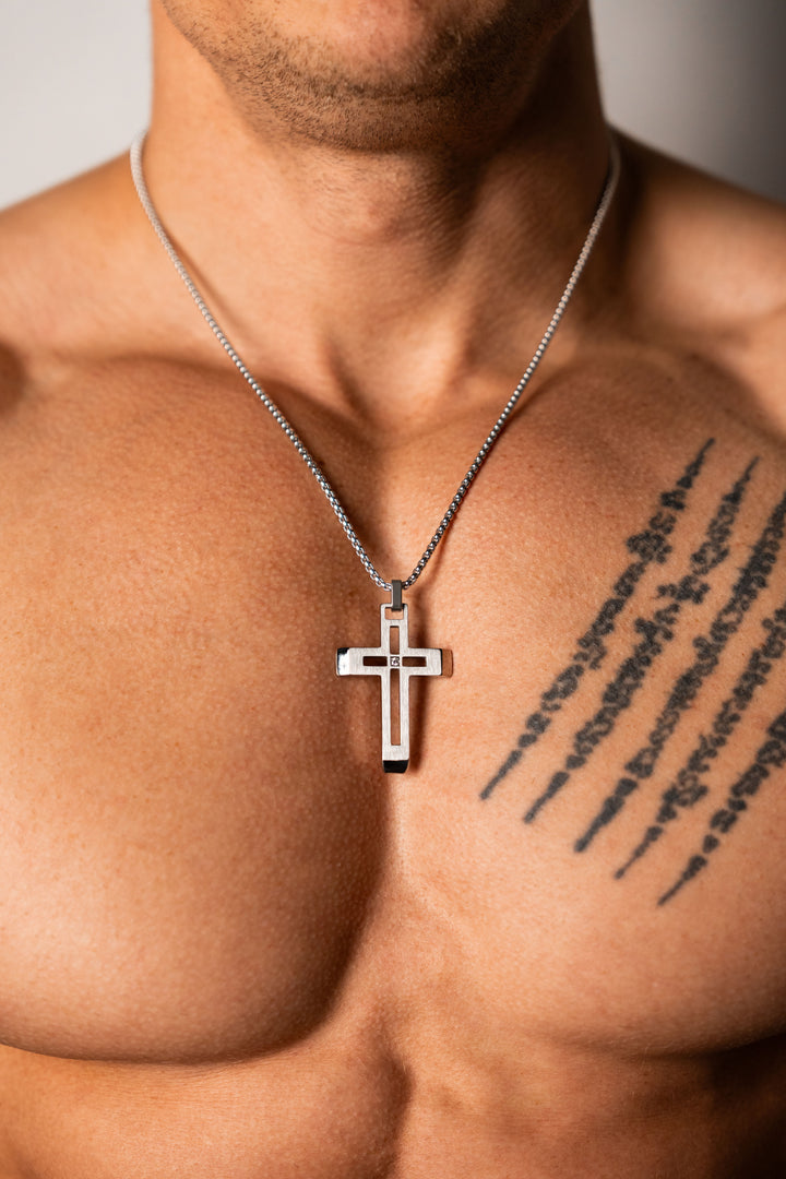 ALITE WEAR FAITH silver pendant necklace on a rope chain in 316L stainless steel