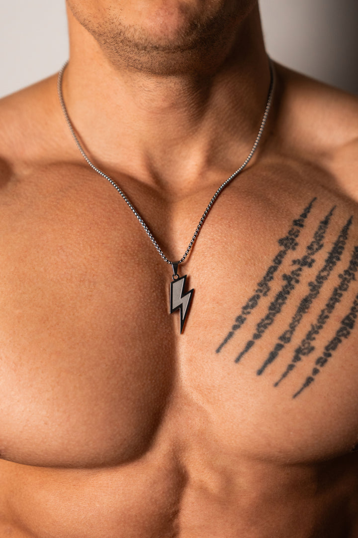 ALITE WEAR THUNDER silver pendant necklace on a rope chain in 316L stainless steel
