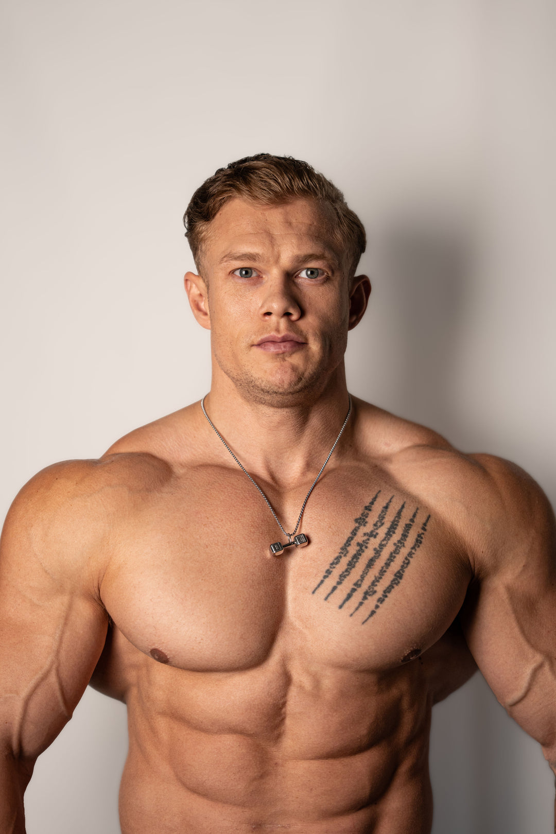 ALITE WEAR BUILT DIFFERENT silver dumbbell pendant necklace in 316L stainless steel - view 2