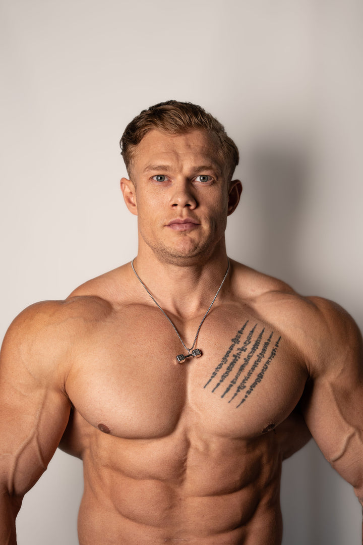 ALITE WEAR BUILT DIFFERENT silver dumbbell pendant necklace in 316L stainless steel - view 2