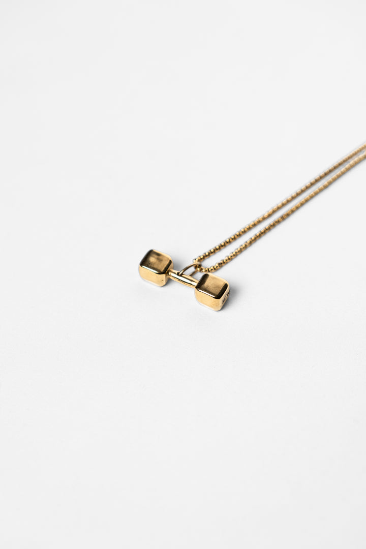 ALITE WEAR REP DOMINANCE gold dumbbell pendant necklace in 316L stainless steel - view 2
