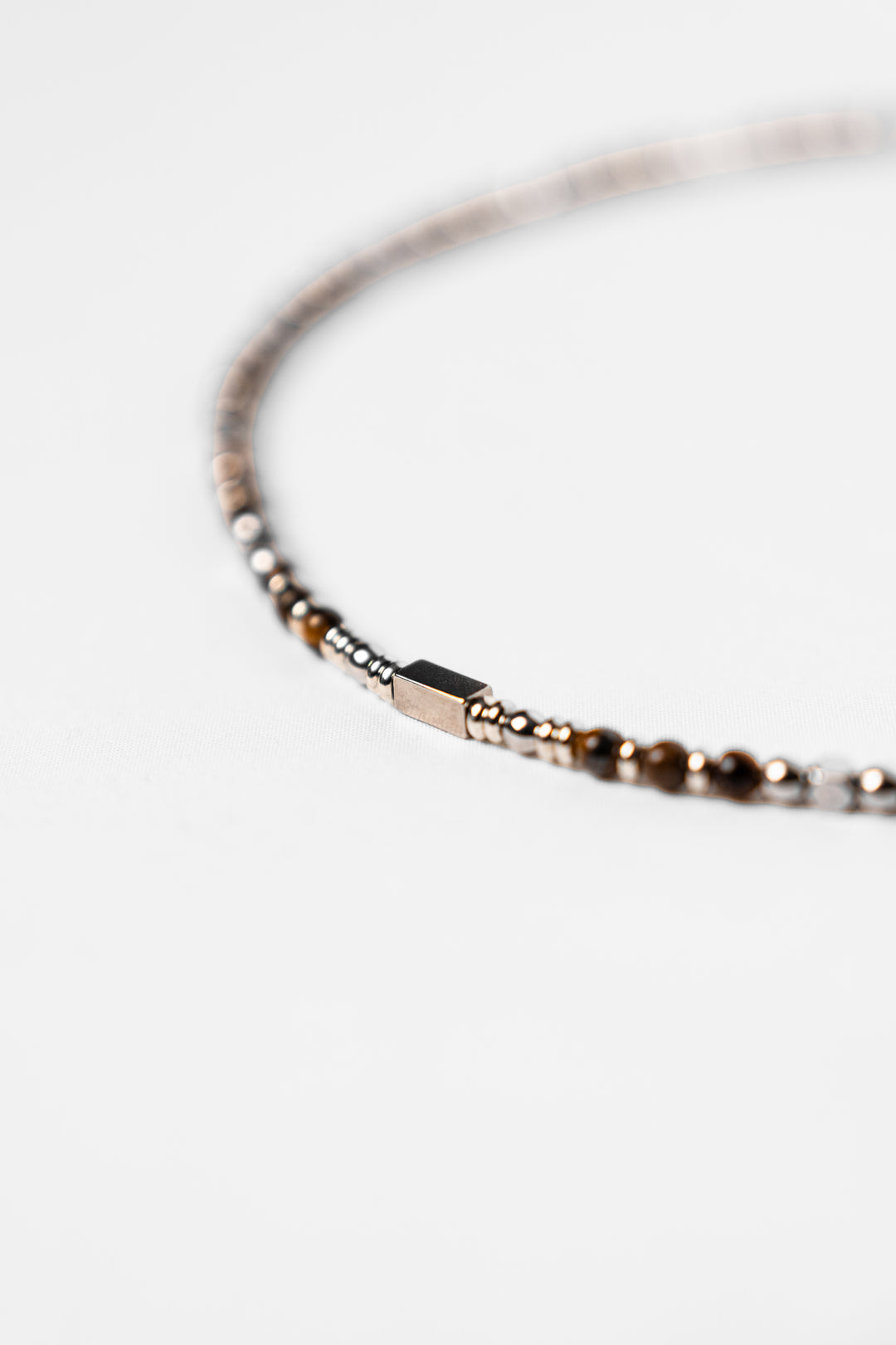 ALITE WEAR FORGE black beaded gemstone necklace with silver-tone 316L stainless steel details - view 4