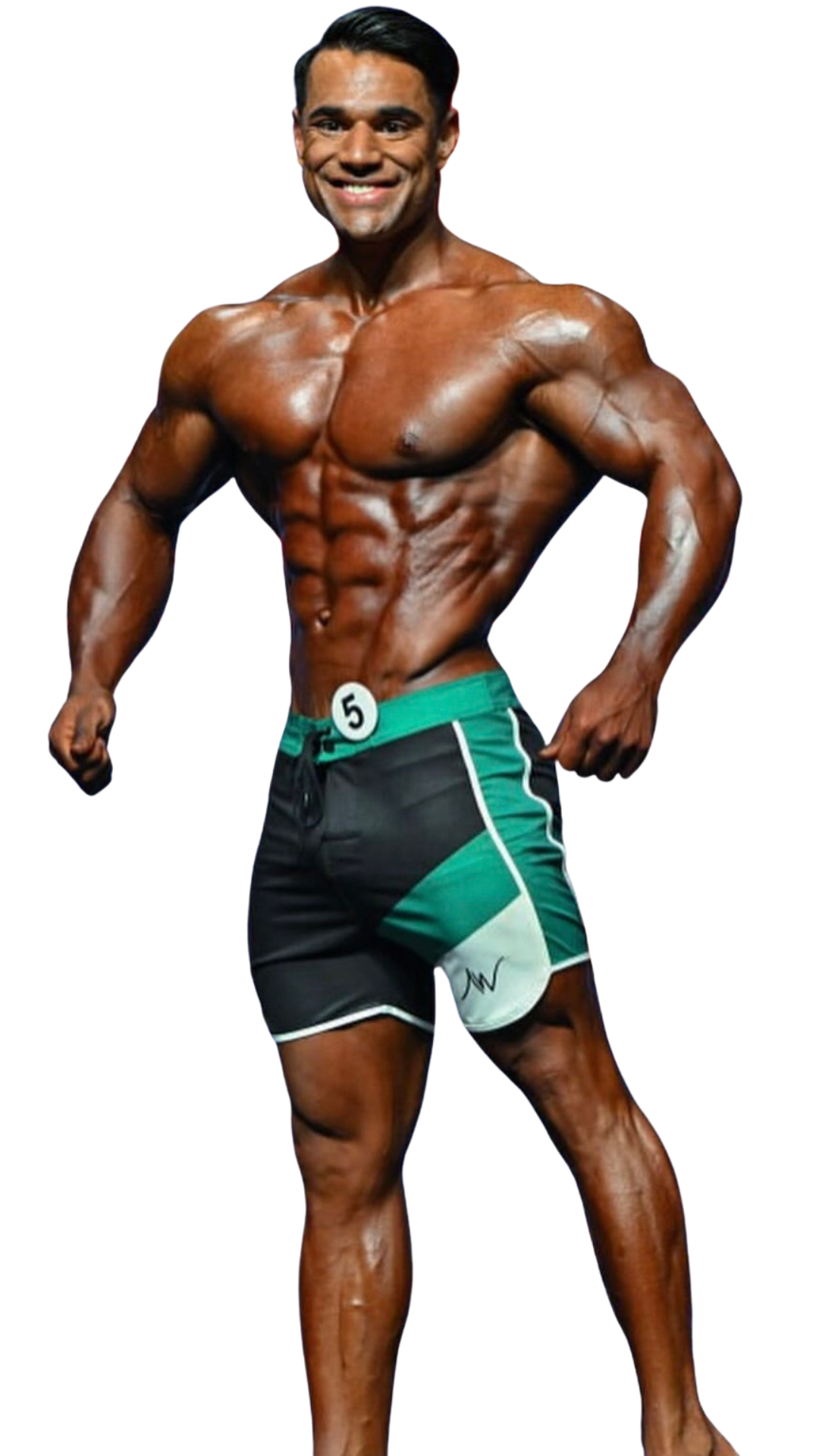 Green & Black Men's Physique Competition Board Shorts Stand Out
