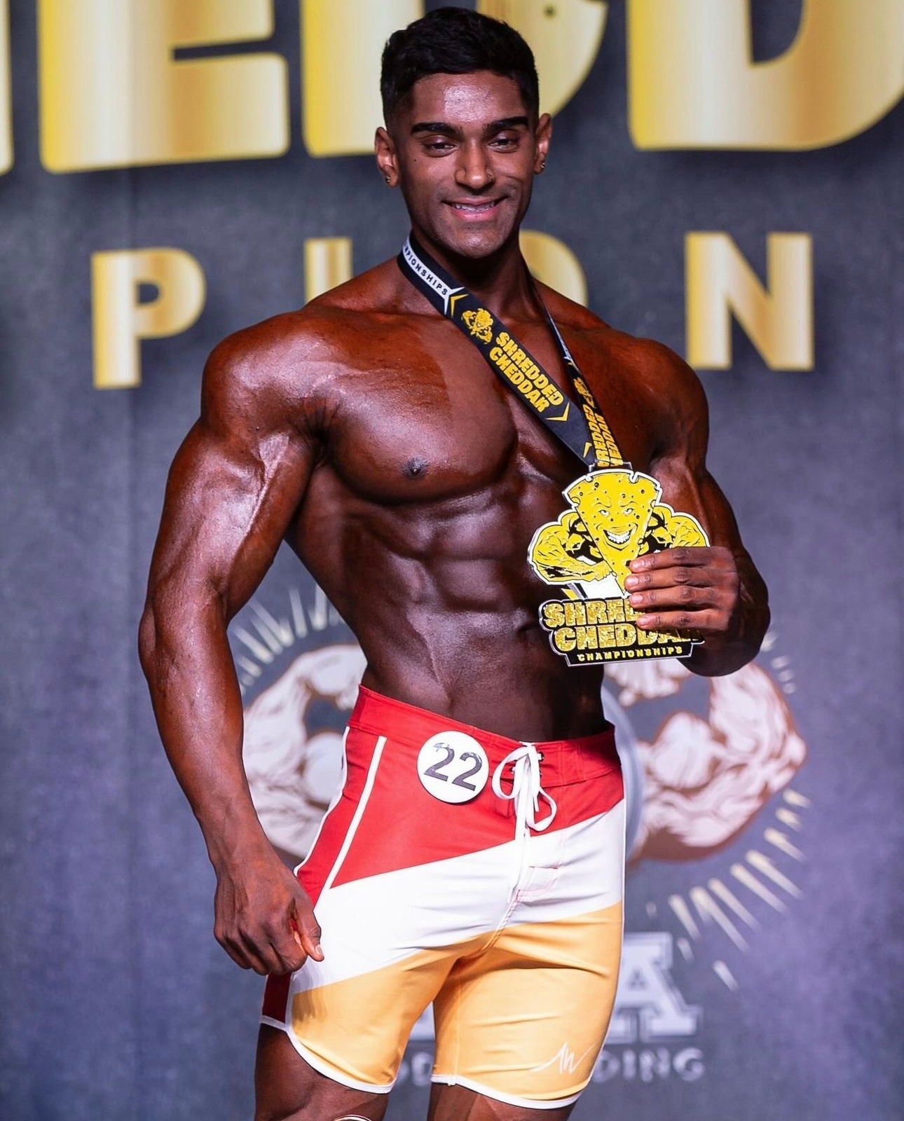 Stand Out In Red, Yellow & White Men's Bodybuilding Board Shorts