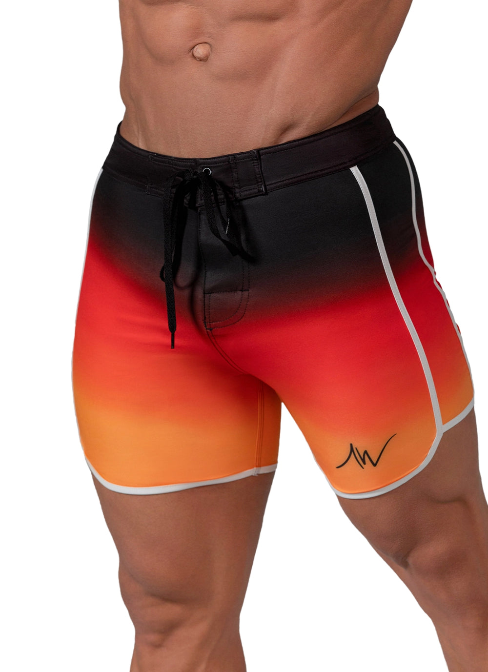 Red Lava competition board shorts front view | ALITE WEAR