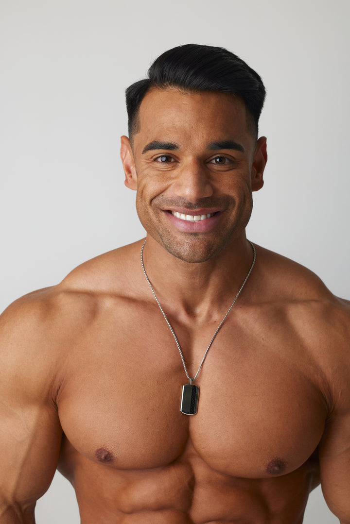 ALITE WEAR ALPHA TAG silver tag pendant necklace on a rope chain in 316L stainless steel - view 2