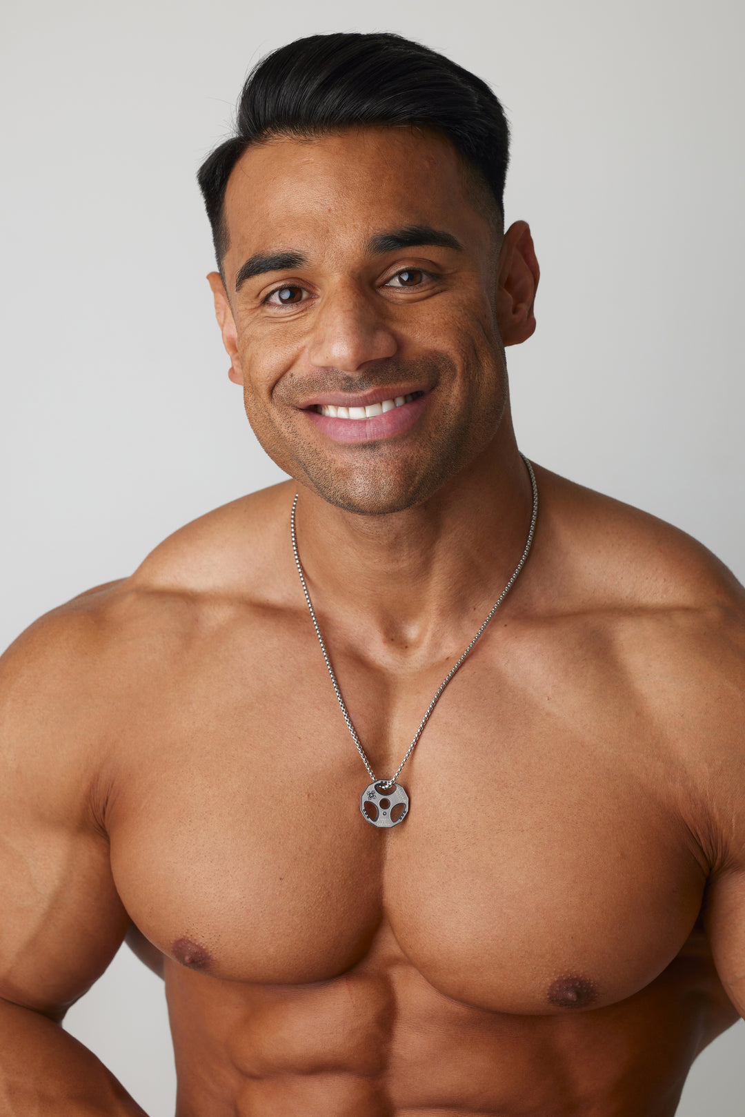 ALITE WEAR THE GRIND silver barbell plate pendant necklace in 316L stainless steel - view 2