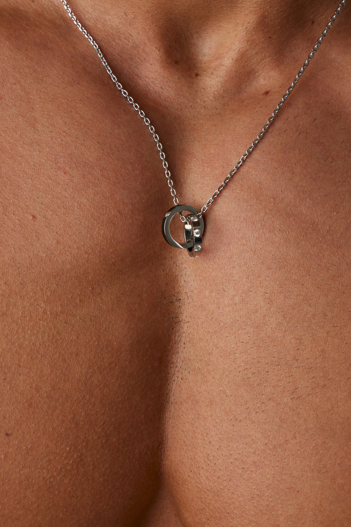 ALITE WEAR REIGN silver round pendant necklace on a rope chain in 316L stainless steel