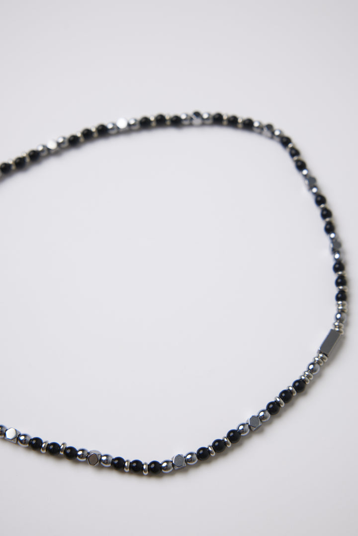 ALITE WEAR POWER black beaded gemstone necklace with silver-tone 316L stainless steel details - view 3