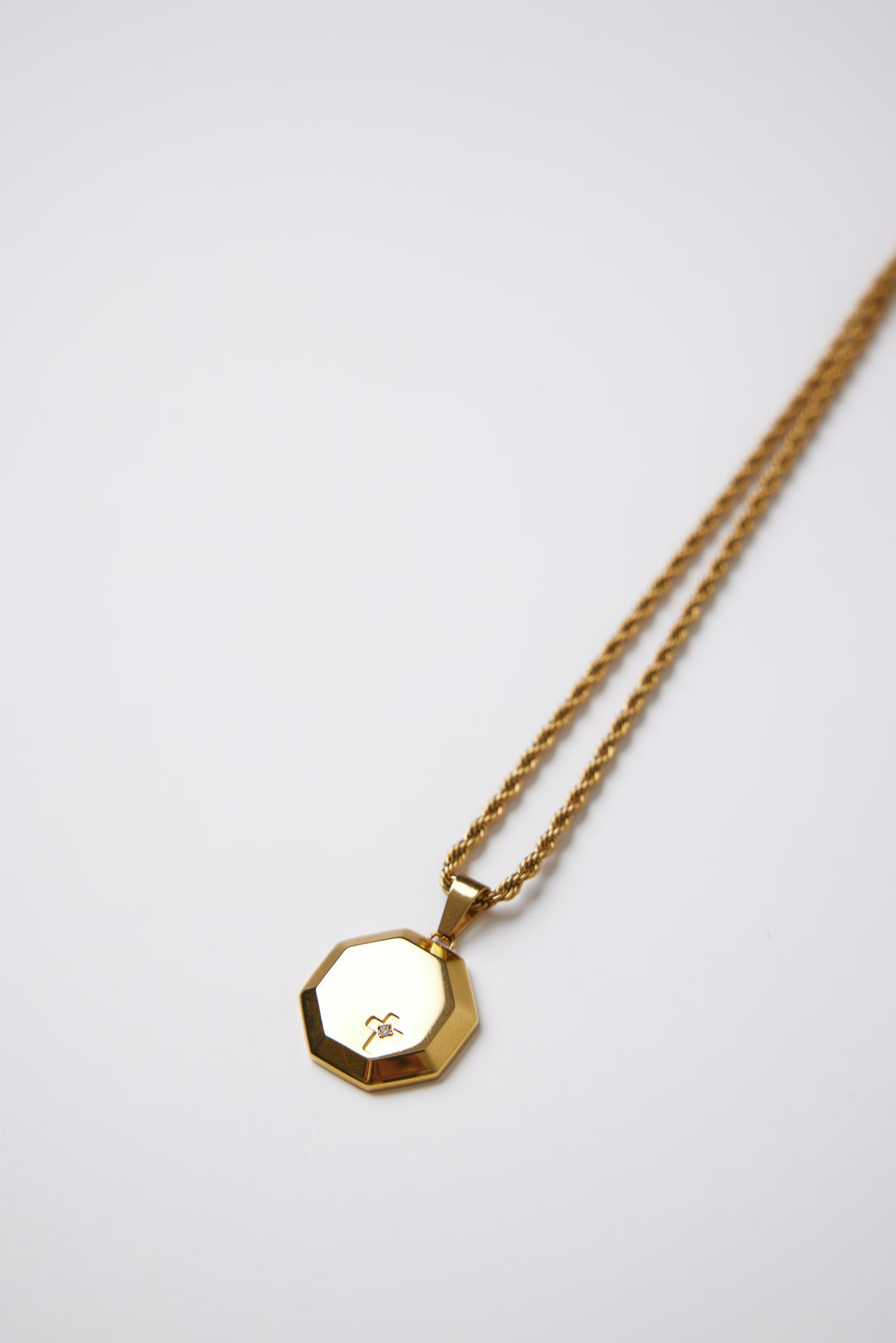 ALITE WEAR GUARDIAN gold round pendant necklace on a rope chain in 316L stainless steel with 14K gold plating - view 3