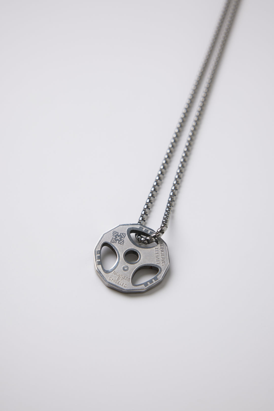 ALITE WEAR THE GRIND silver barbell plate pendant necklace in 316L stainless steel - view 3