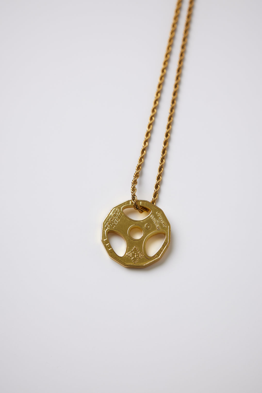 ALITE WEAR FULL POWER gold barbell plate pendant necklace in 316L stainless steel - view 3