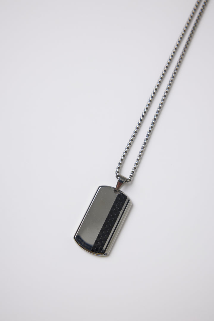 ALITE WEAR ALPHA TAG silver tag pendant necklace on a rope chain in 316L stainless steel - view 3