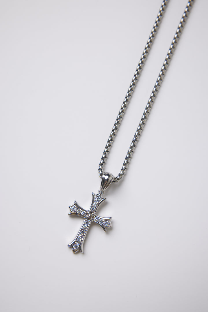 ALITE WEAR WARRIOR CROSS silver cross pendant necklace on a rope chain in 316L stainless steel - view 3