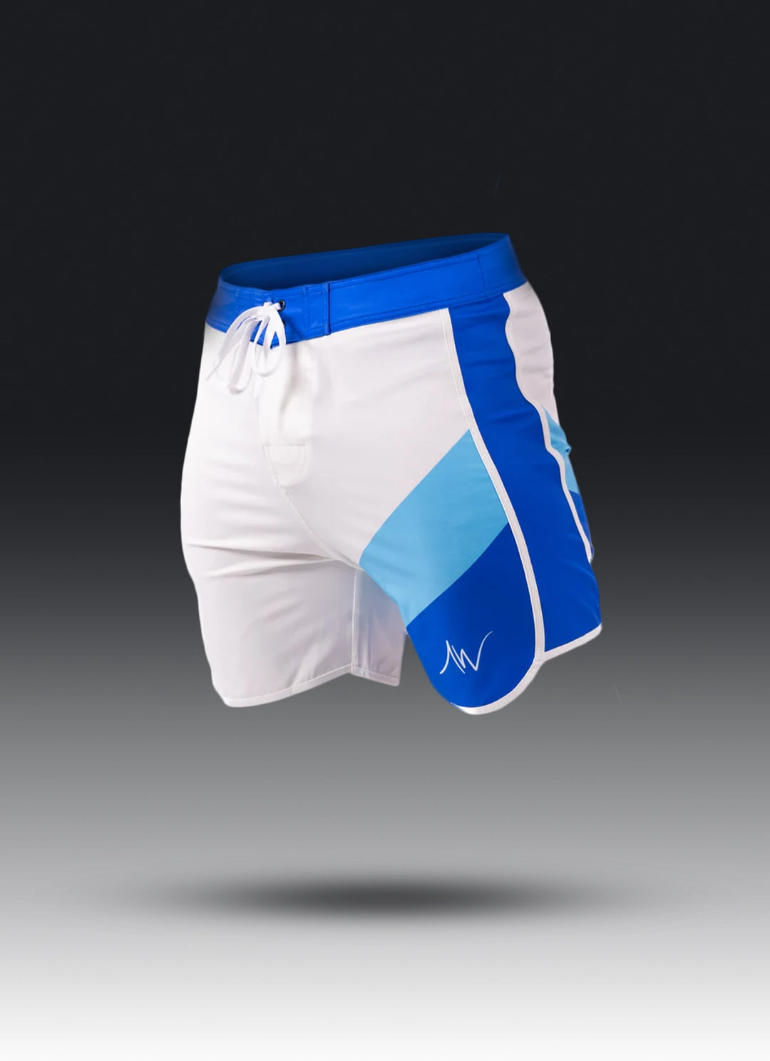 White & Blue Mens Physique Board Shorts: Made For Athletes – ALITE White & Blue Mens Physique Board Shorts: Made For Athletes – ALITE