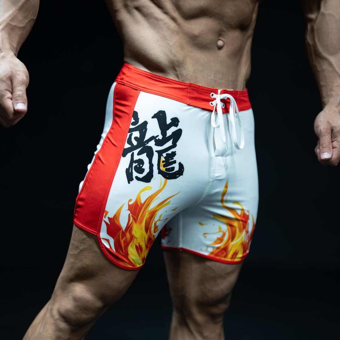 Muscular male athlete wearing Homura white and red Men&