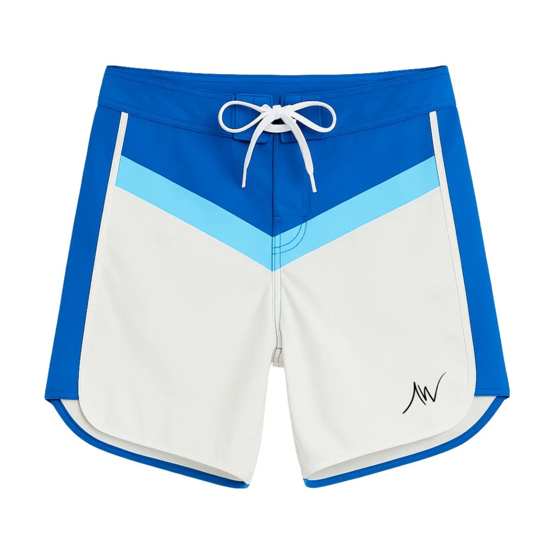 ALITE WEAR BLUE ICON men's physique board shorts, front view