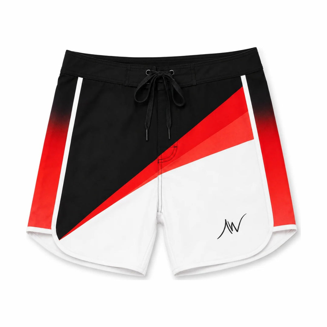ALITE WEAR CRIMSON men's physique board shorts, front view