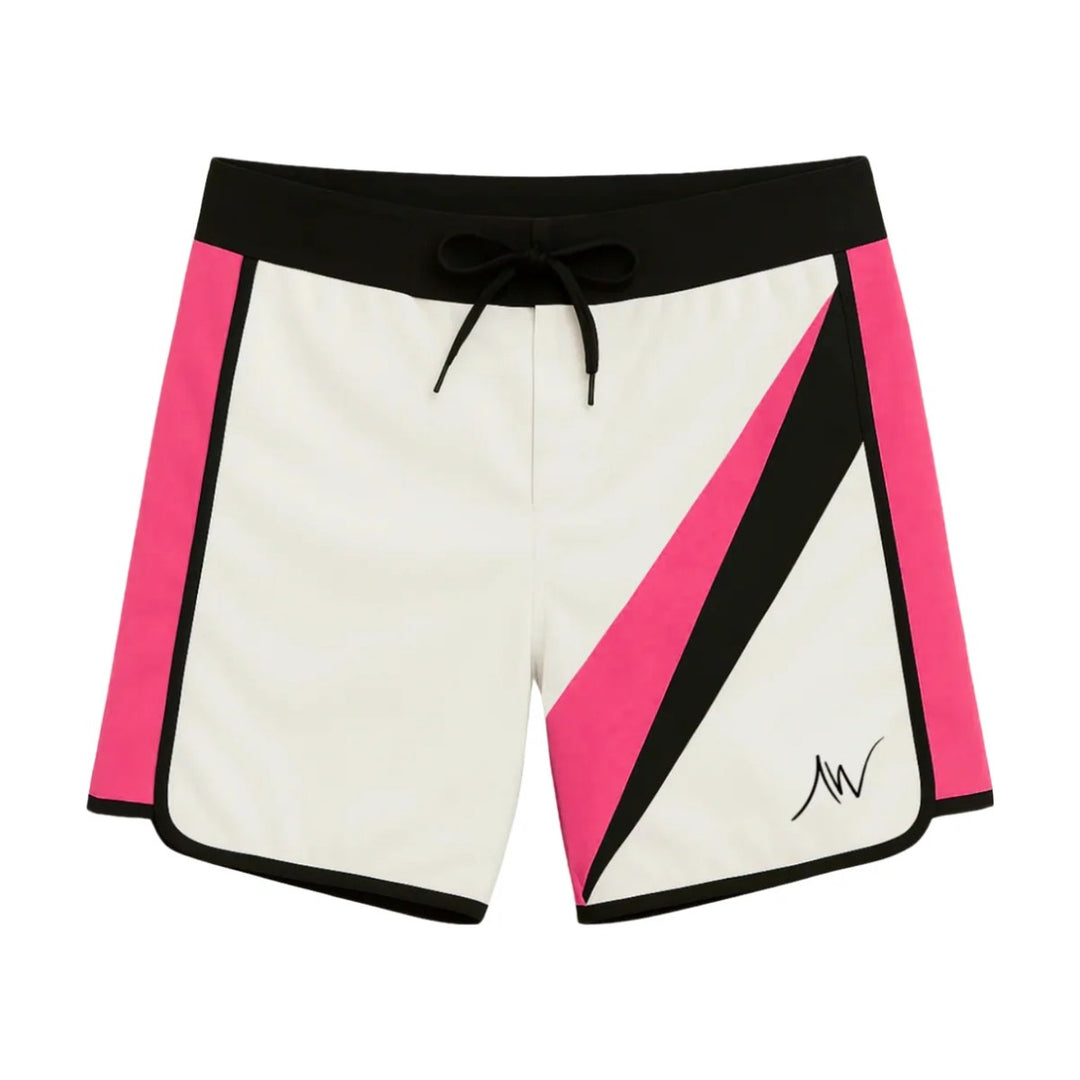 ALITE WEAR PINK EDGE men's physique board shorts, front view
