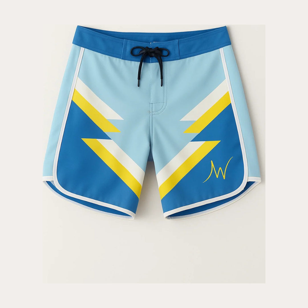 ALITE WEAR POLISH BLUE men's physique board shorts, front view