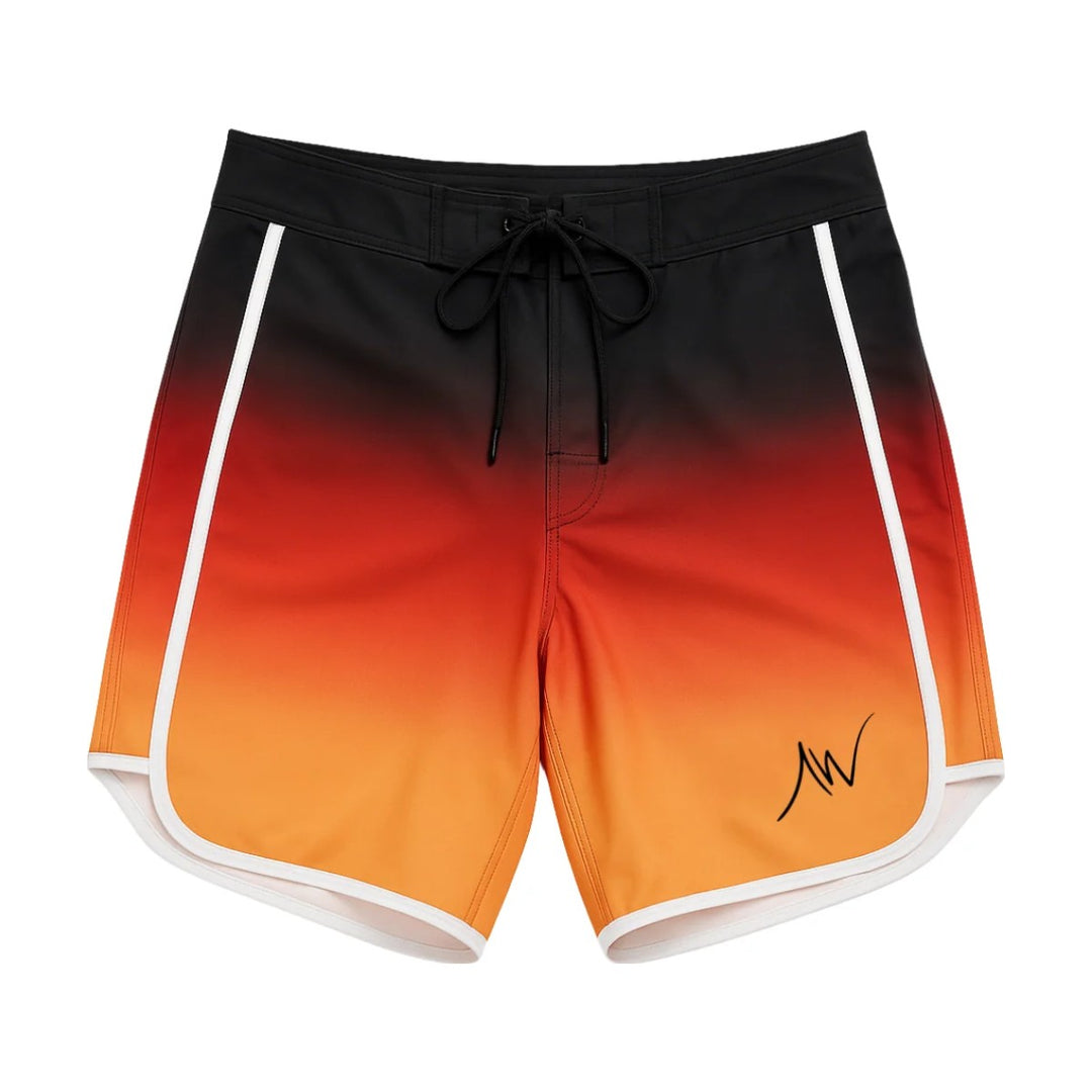 ALITE WEAR RED LAVA men's physique board shorts, front view